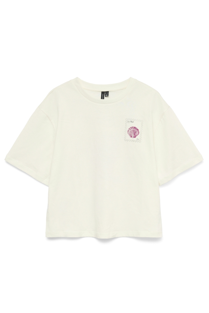 VMTRINE THILDE S/S TEE JRS EXP 10337725 CLOUD DANCER/ PINK SHELL